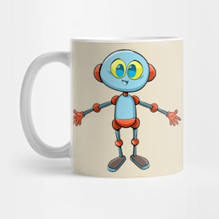 blue robot with outstretched arms of welcome Mug